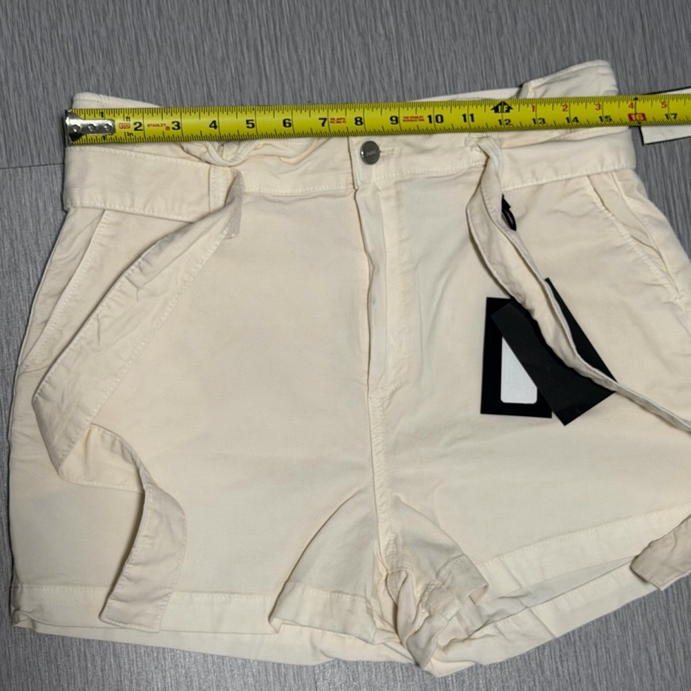 PAIGE Paperbag Waist Shorts Size 31 Quartz Sand Tie Waist NWT Beige Summer - Picture 10 of 16